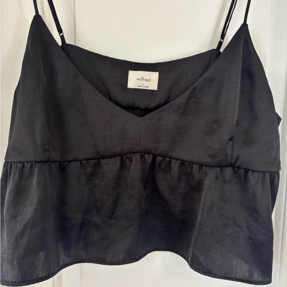 Aritzia Wilfred Elegant Black Cropped Camisole Top